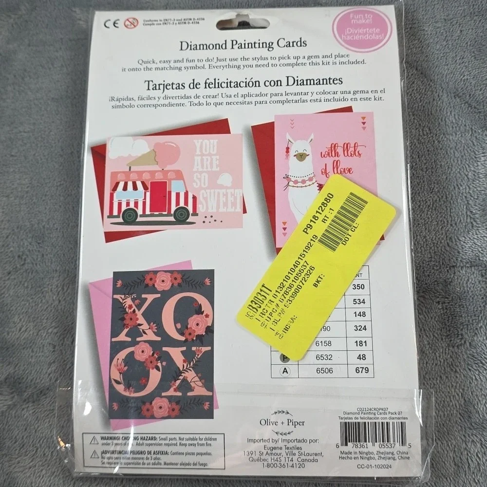 Party Ideas‎ Valentines OLIVE+PIPER 3 Pack Diamond Painting Cards Ice Cream